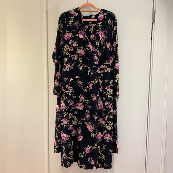Rachel Roy Navy Blue Floral Dress 2X - Picture 4 of 8
